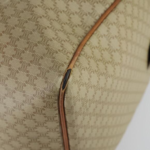 CELINE Macadam Canvas Boston Bag PVC Beige Gold Auth ki6249